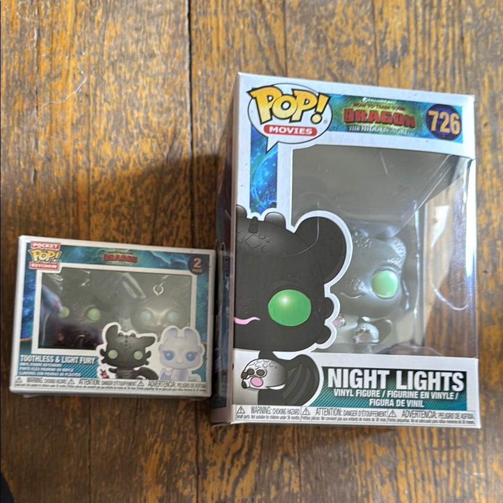 Funko pop Night Lights and toothless light fury keychain Vinyl Figures Set